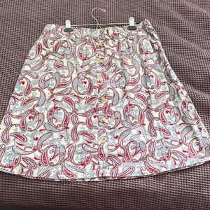 Liz Claiborne NWOT Paisley Print Skirt - Red & light Blue with pockets. Large.
